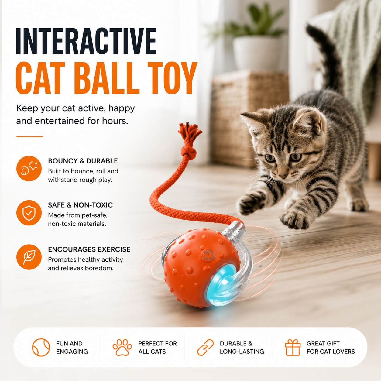 Interactive Rolling Ball Cat Toy